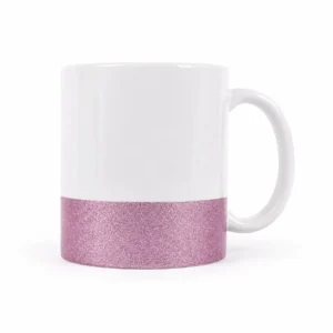 Taza cerámica blanca con base de color glitter 11 Oz
