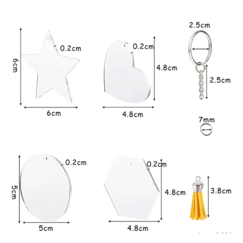 Llaveros acrílicos con borla Llaveros acrílicos con borla