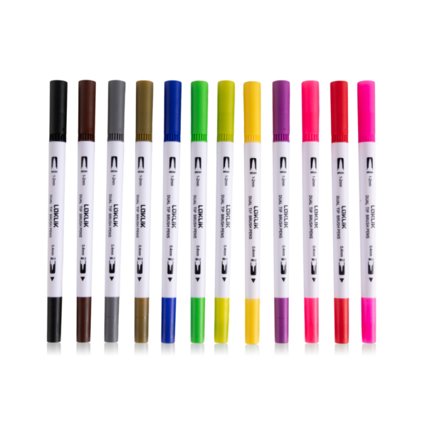 Loklik Dual Tip Brush Pens 12 Colors