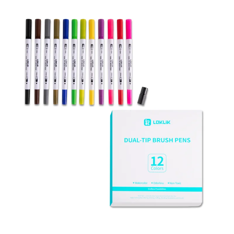 Loklik Dual Tip Brush Pens 12 Colors las palmas Loklik Dual Tip Brush Pens 12 Colors las palmas