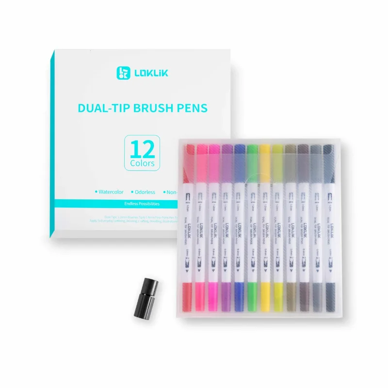 Loklik Dual Tip Brush Pens 12 Colors sugraher Loklik Dual Tip Brush Pens 12 Colors sugraher